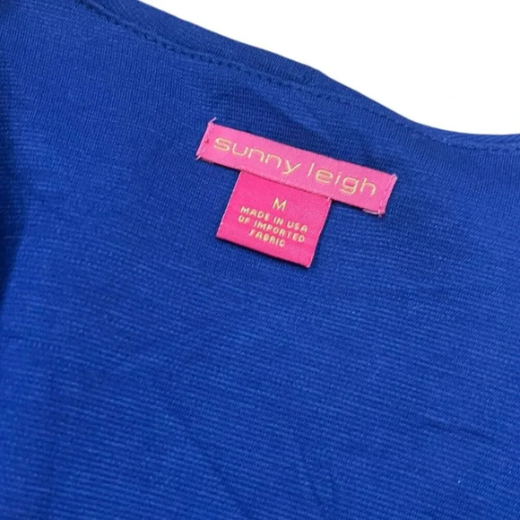 Sunny Leigh Royal Blue Ruffles Open Front Cardigan M - Picture 3 of 4